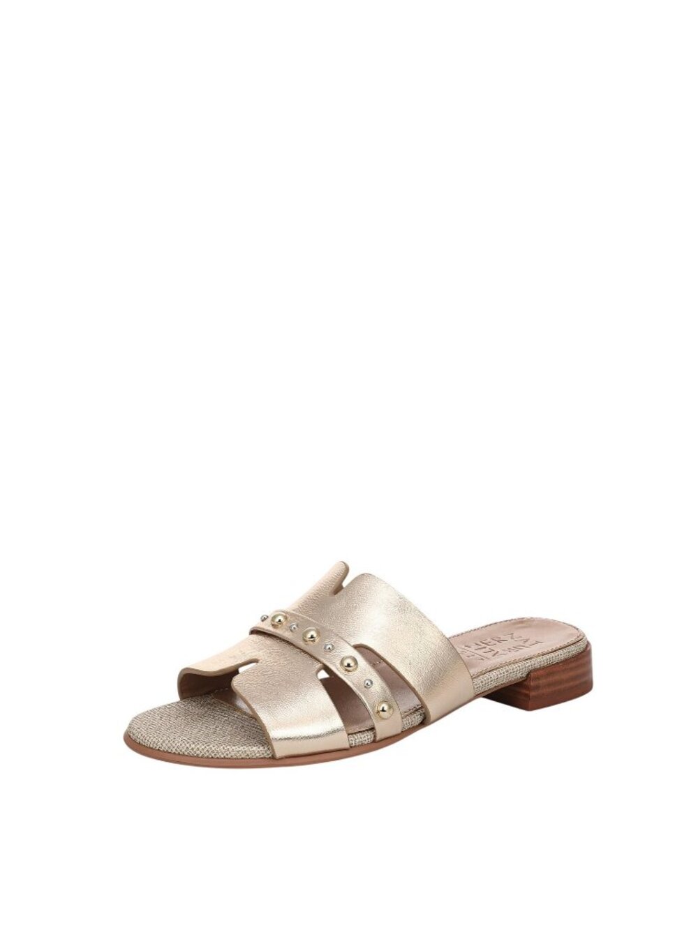 NWT Naturalizer Niche Slide Sandal Metallic Leather Studded Champagne Brown 8M